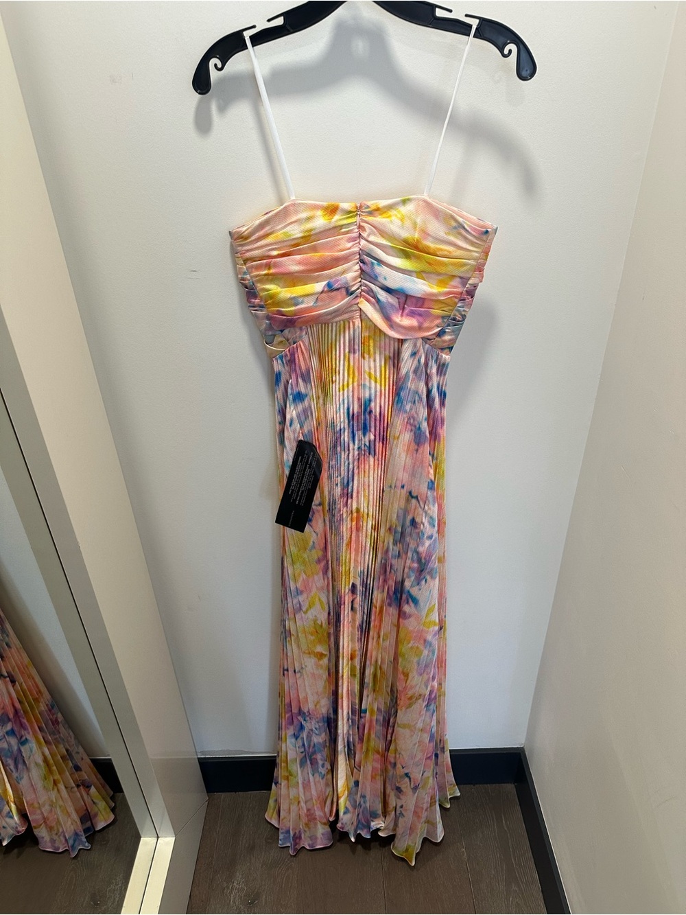 BCBGMaxAzria Strapless Pleated Watercolor Maxi Dress - Pastel Multi - Picture 6 of 8